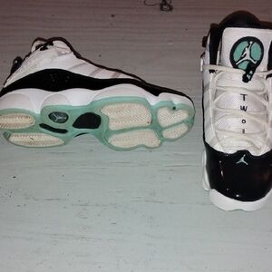 Jordan Black and White Sneakers with Green Accents